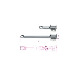 Beta 900AN/50 Prolunghe a mano con attacchi quadri, maschio e femmina 1/4" angolari, cromate 009000825