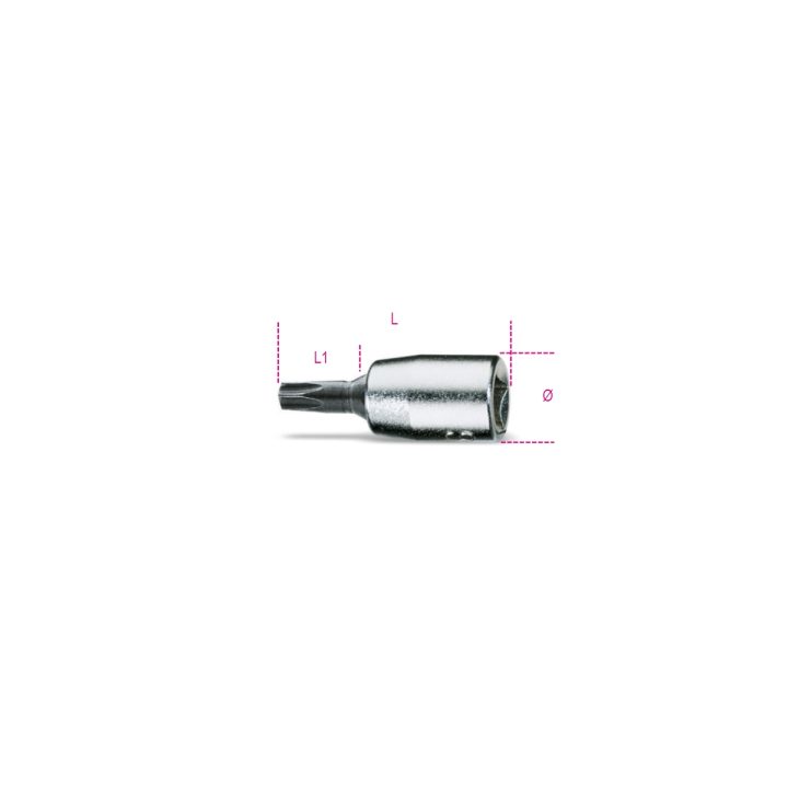 Beta 900TX 08 Chiavi a bussola a mano maschio per viti con impronta Torx® con attacco quadro femmina 1/4" cromate - inserti brun