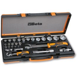 Beta 902A/C22 Assortimento di 22 chiavi a bussola a mano esagonali e 6 accessori in cassetta di lamiera 009020807