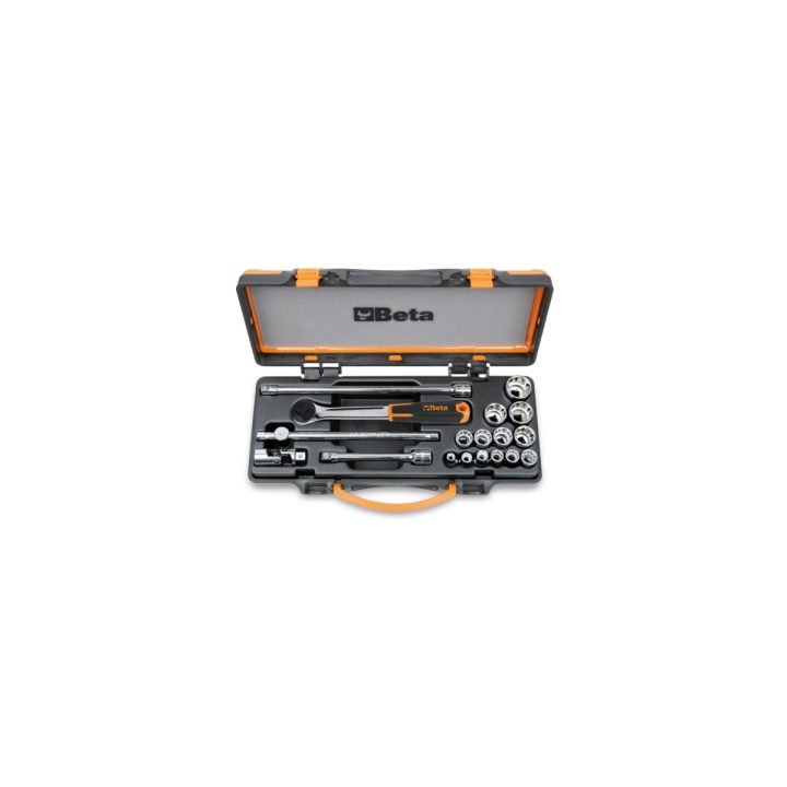 Beta 910AS/C13 Assortimento 13 chiavi a bussola a mano poligonali e 5 accessori in cassetta di lamiera 009100925