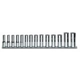 Beta 910BL/SB14 Serie di 14 chiavi a bussola a mano lunghe bocca poligonale (art. 910BL) su supporto 009100340