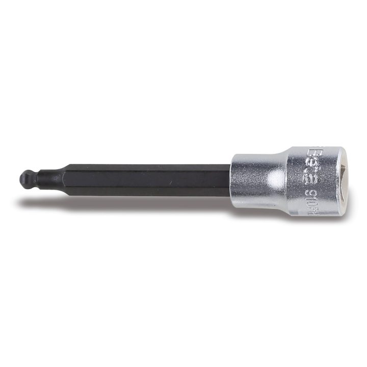 Beta 910BP 4L Chiavi a bussola a mano maschio esagonale con estremità sferica con quadro femmina da 3/8" cromate - inserti bruni