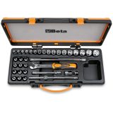 Beta 910A/C29 Assortimento di 17 chiavi a bussola a mano 12 a giravite e 5 accessori in cassetta di lamiera 009100944