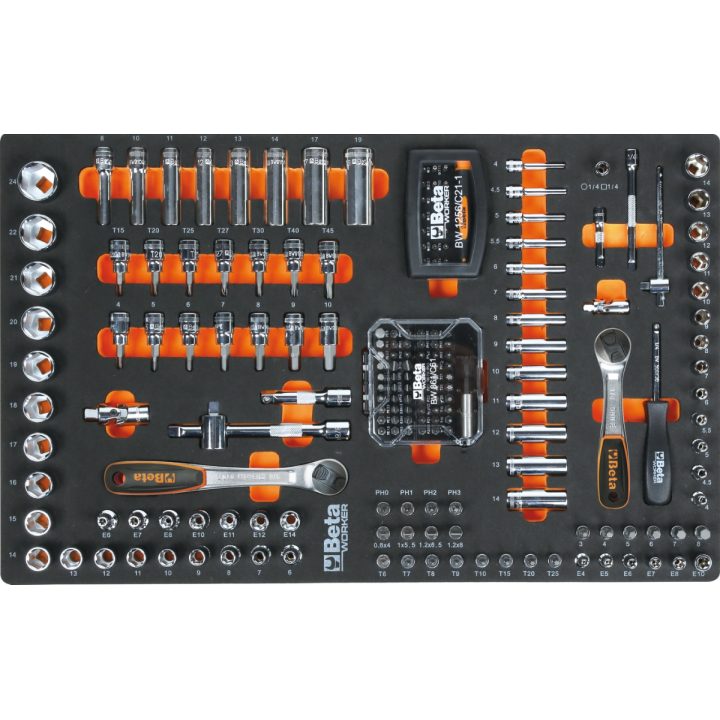 Beta BW 2400S XLG9/E-XL Cassettiera mobile con nove cassetti, con sistema antiribaltamento, modello lungo, e assortimento di 487
