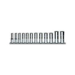 Beta 910ASL/SB12 Serie di 12 chiavi a bussola a mano lunghe bocca poligonale (art. 910AS/L) su supporto 009100365