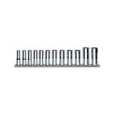 Beta 910ASL/SB12 Serie di 12 chiavi a bussola a mano lunghe bocca poligonale (art. 910AS/L) su supporto 009100365