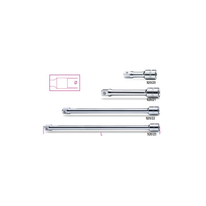Beta 920/22 Prolunghe a mano con attacchi quadri maschio e femmina 1/2" cromate 009200826