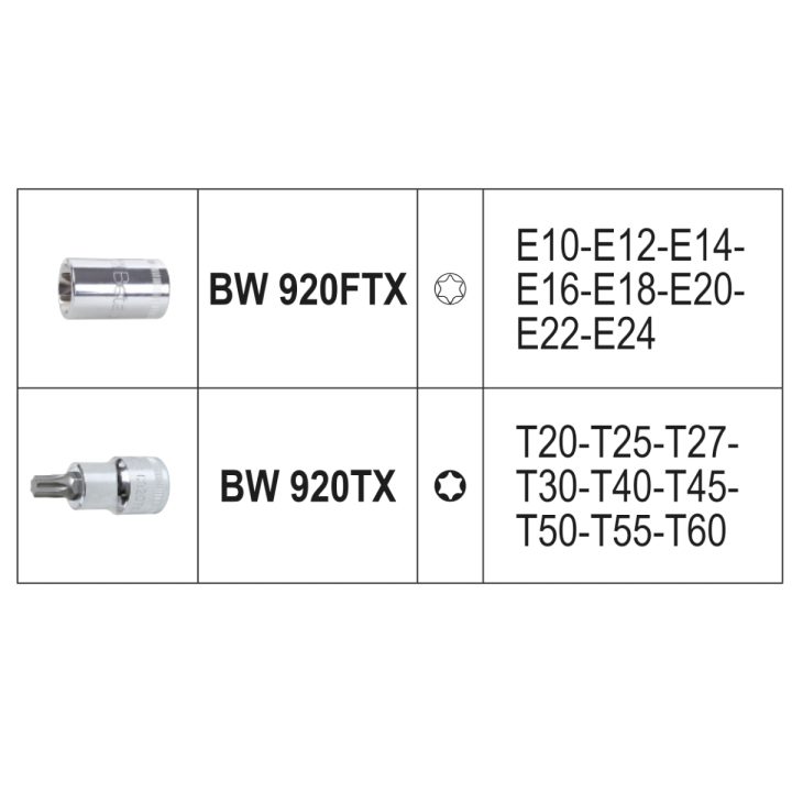 Beta BW 923E-FTX/C17 Assortimento di 17 chiavi a bussola per viti con profilo Torx® in cassetta di plastica 009236017