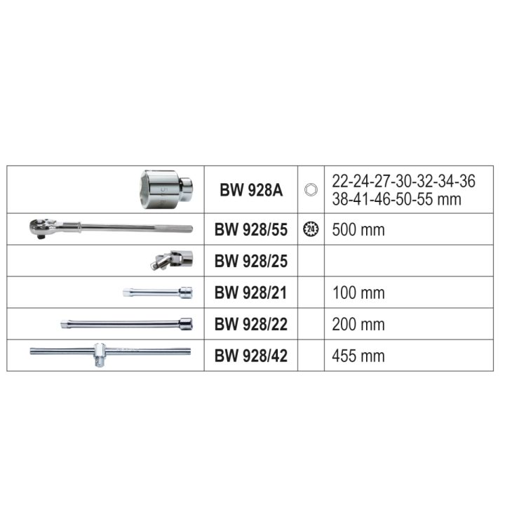 Beta BW 928E/C17 Assortimento di 12 chiavi a bussola esagonali e 5 accessori, in cassetta di plastica 009286017