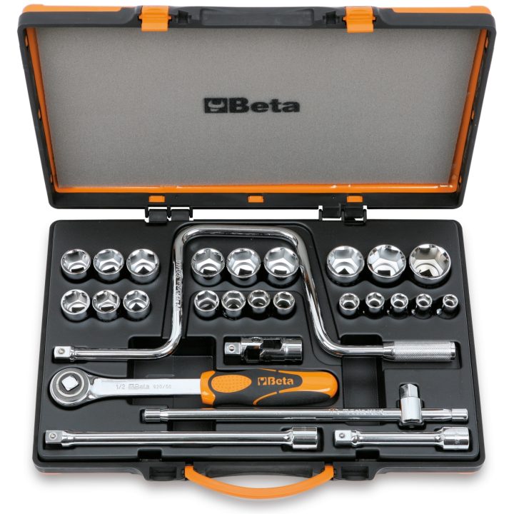 Beta 920A/C21 Assortimento di 21 chiavi a bussola a mano esagonali e 6 accessori in cassetta di lamiera 009200952