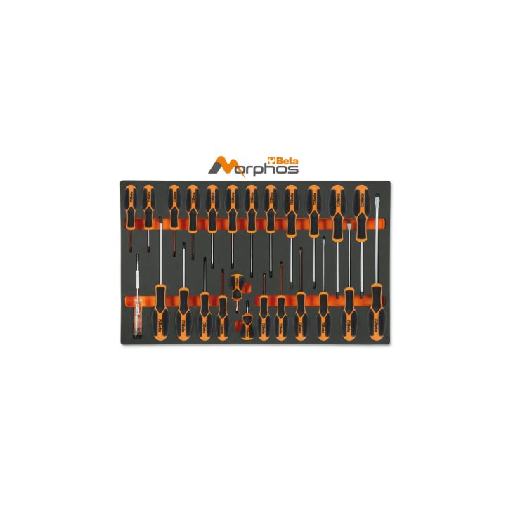 Beta M195MH Vassoio morbido in EVA giraviti Morphos per viti lama piatta, Phillips® e Torx® 024500196