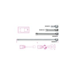 Beta 920AN/50 Prolunghe a mano con attacchi quadri maschio e femmina 1/2" angolari, cromate 009200833