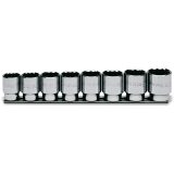 Beta 920B/SB8 Serie di 8 chiavi a bussola a mano bocca poligonale (art. 920B) su supporto 009200142