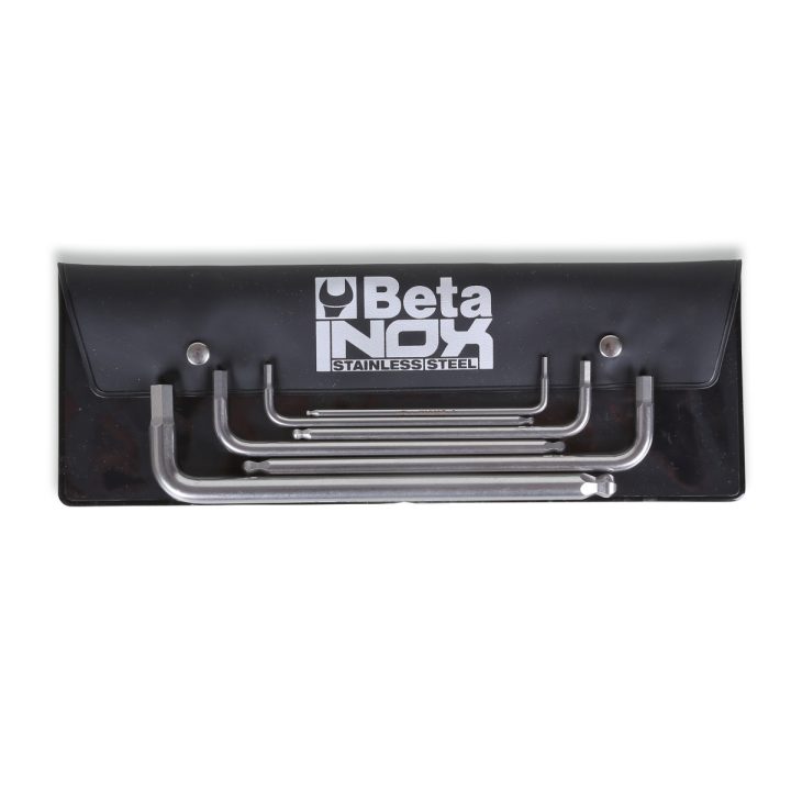 Beta 96BPINOX/B6 Serie di 6 chiavi maschio esagonale piegate con estremità sferica, in acciaio inossidabile, in busta 000961455