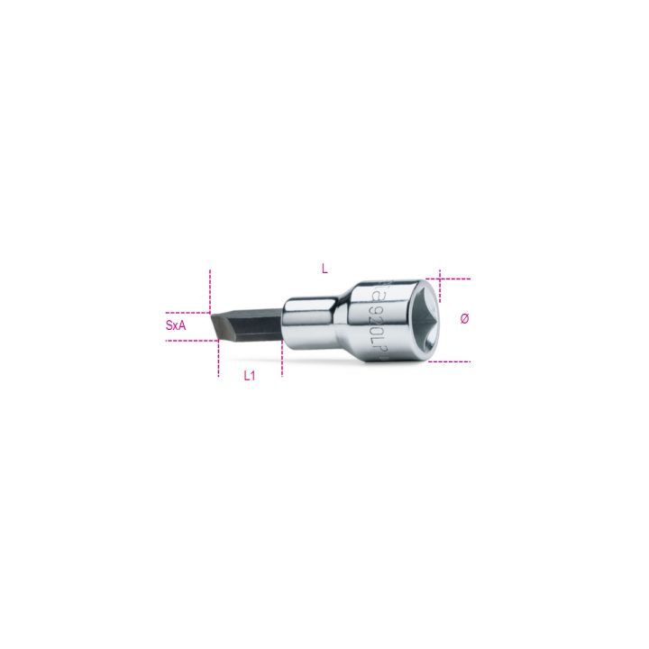 Beta 920LP 1,6X9 Chiavi a bussola a mano a giravite per viti con intaglio con attacco quadro 1/2" cromate - inserti bruniti 0092