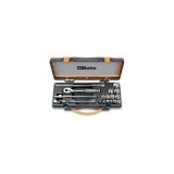 Beta 910AS/MBM-C18 Assortimento di 13 chiavi a bussola a mano poligonali e 5 accessori in cassetta di lamiera 009100926