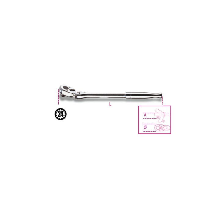Beta 910M/56 Cricchetto reversibile snodato con attacco quadro maschio 3/8" con impugnatura in metallo cromato 009100887