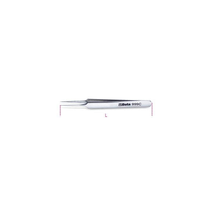 Beta 999C Pinzetta a molla antiacido antimagnetica a punte finissime diritte in acciaio inossidabile 009990019
