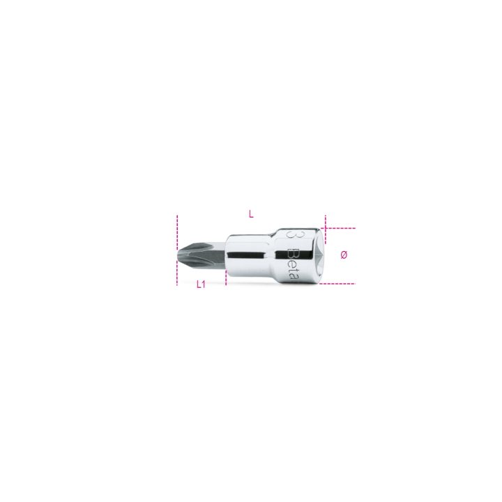 Beta 910PH 1 Chiavi a bussola a mano a giravite per viti con impronta a croce Philips® con attacco quadro 3/8" cromate - inserti