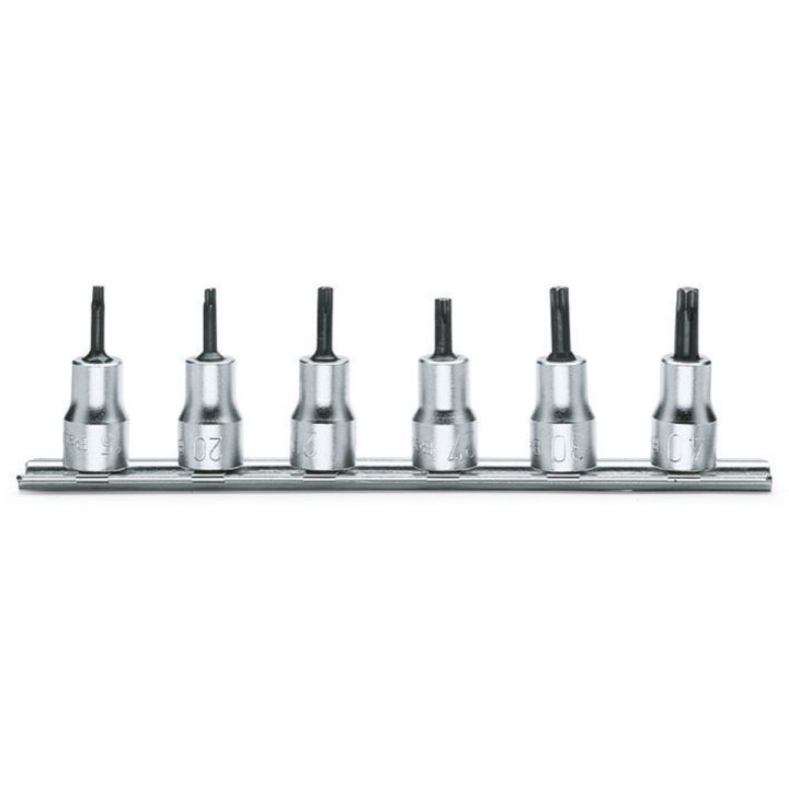 Beta 910TX/SB6 Serie di 6 chiavi a bussola maschio per viti con impronta Torx® (art. 910TX) su supporto 009100530