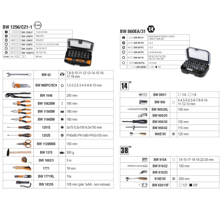 Beta BW 2054E-128 Valigia con assortimento di 128 utensili 020546012