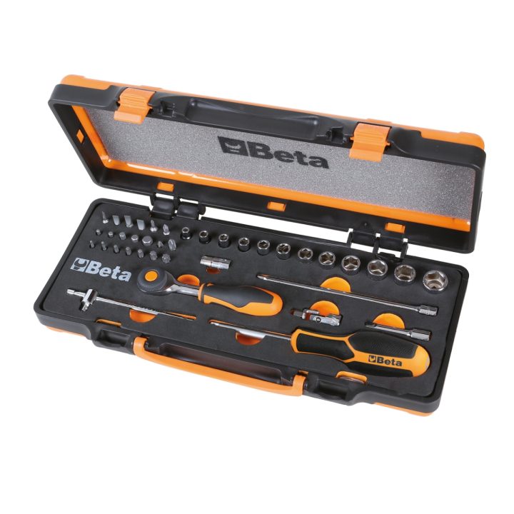 Beta 900/C12MR Assortimento di 12 chiavi a bussola a mano esagonali, 20 inserti per avvitatori e 7 accessori in termoformato mor