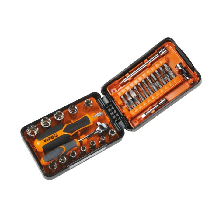 Beta 900/C39N Cassetta compatta da 11 chiavi a bussola a mano esagonali, 21 inserti e 7 accessori 009000947