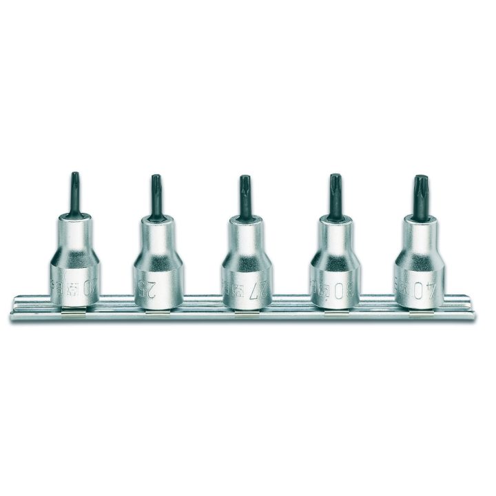 Beta 920RTX/SB5 Serie di 5 chiavi a bussola maschio per viti con impronta Tamper Resistant Torx® (art. 920RTX) su supporto 00920