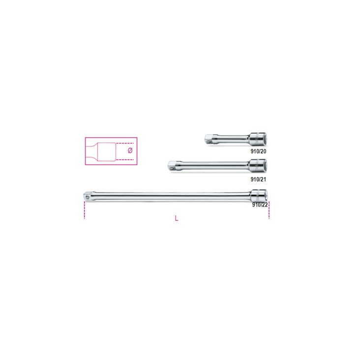 Beta 910/21 Prolunghe a mano con attacchi quadri maschio e femmina 3/8" cromate 009100822