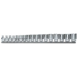 Beta 910A/SB17 Serie di chiavi a bussola a mano con attacco quadro femmina 3/8" bocca esagonale, cromate 009100030
