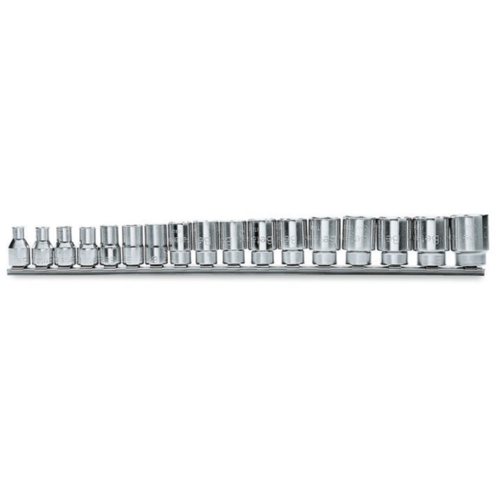 Beta 910A/SB17 Serie di chiavi a bussola a mano con attacco quadro femmina 3/8" bocca esagonale, cromate 009100030