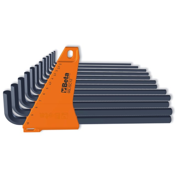 Beta 96L/SC12 Serie di 12 chiavi maschio esagonale piegate tipo lungo (art. 96L) con supporto 000960929