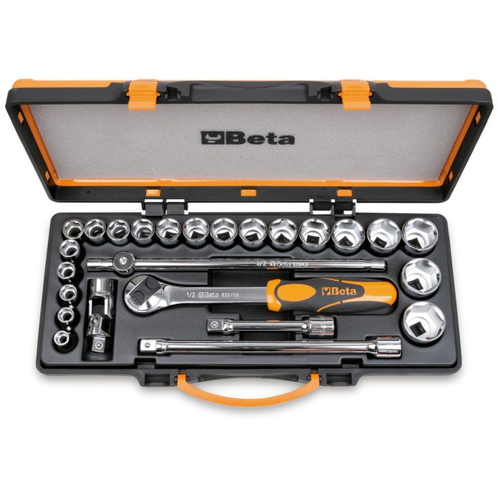 Beta 920A/C20X 20 chiavi a bussola a mano esagonali e 5 accessori in cassetta di lamiera 009200950
