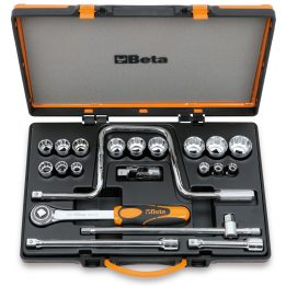 Beta 920AS/C15 Assortimento di 15 chiavi a bussola a mano poligonali e 6 accessori in cassetta di lamiera 009200947