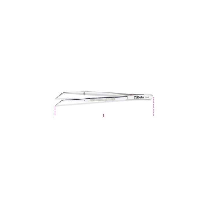 Beta 993 145 Pinzetta a molla con perno a punte fini curve arrotondate zigrinate in acciaio inossidabile 009930001