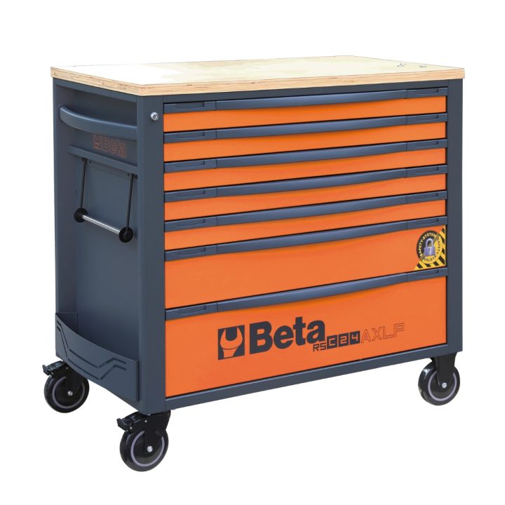Beta RSC24AXLP/7-R Cassettiera mobile 7 cassetti con piano di lavoro in legno e sistema antiribaltamento, modello lungo 02400457