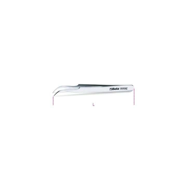 Beta 999E Pinzetta a molla antiacido antimagnetica a punte finissime curve in acciaio inossidabile 009990023