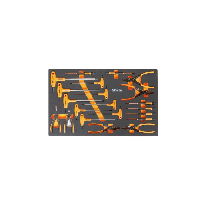 Beta M62 Vassoio morbido in EVA con assortimento chiavi esagonali, pinze per anelli ed elettrotecnica 024500875