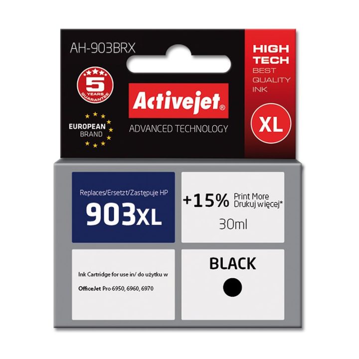 Activejet AH-903BRX Ink (replacement for HP 903XL T6M15AE Premium 30 ml black)