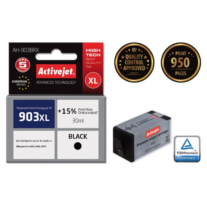 Activejet AH-903BRX Ink (replacement for HP 903XL T6M15AE Premium 30 ml black)