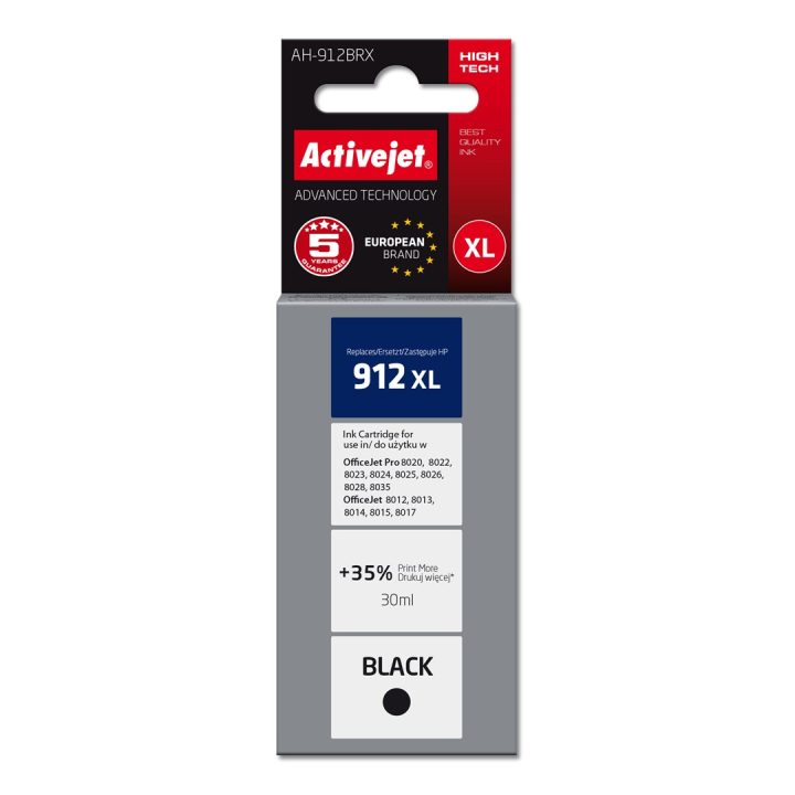 Activejet AH-912BRX Ink Cartridge (replacement for HP 912XL 3YL84AE Premium 1100 pages 30 ml black)