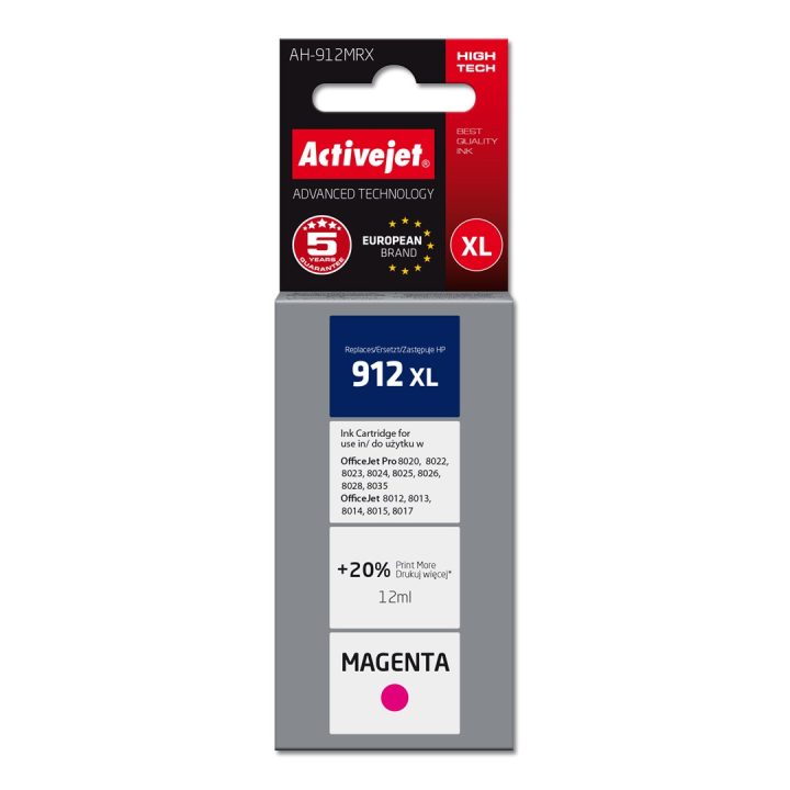 Activejet AH-912MRX Ink (replacement for HP 912XL 3YL82AE Premium 990 pages 12 ml magenta)