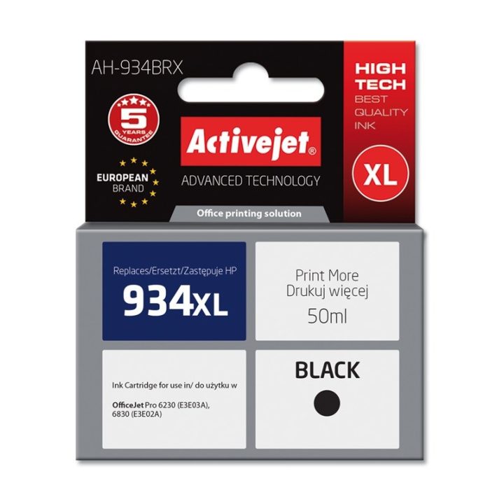 Activejet AH-934BRX Ink (replacement for HP 934XL C2P23AE Premium 50 ml black)