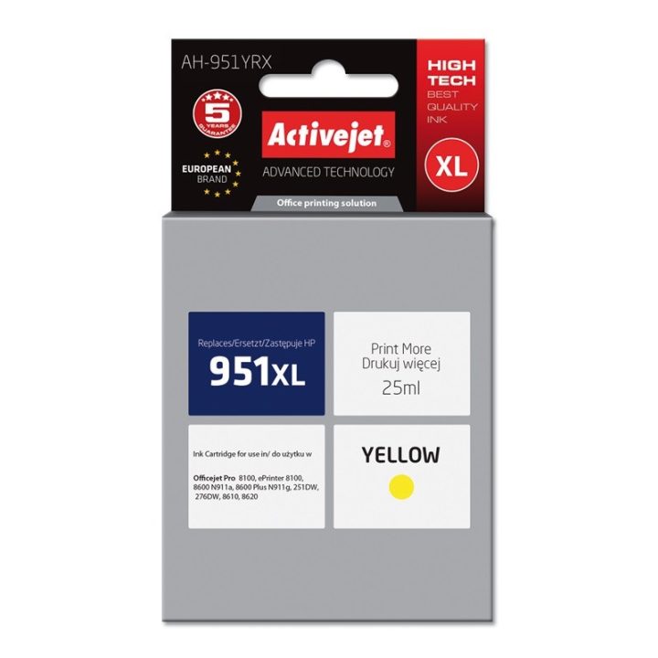 Activejet AH-951YRX Ink (replacement for HP 951XL CN048AE Premium 25 ml yellow)