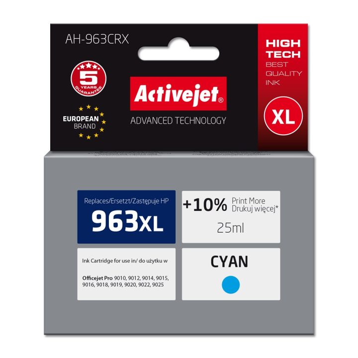Activejet AH-963CRX Ink (replacement for HP 963XL 3JA27AE Premium 1760 pages 25 ml cyan)
