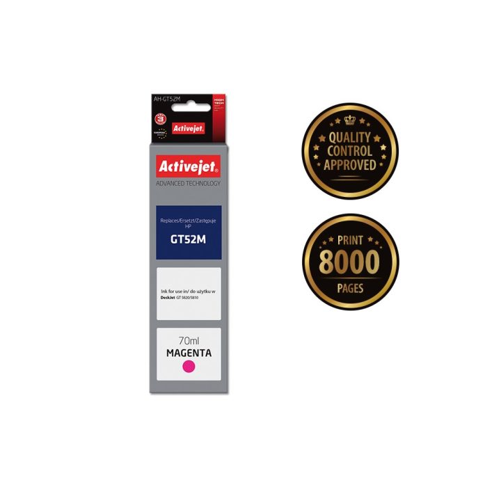 Activejet AH-GT52M Ink Bottle (Replaces HP GT52M M0H55AE Supreme 70 ml 8000 pages magenta)