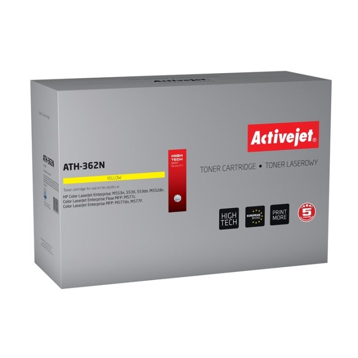 Activejet ATH-362N Toner (replacement for HP 508A HP508A CF362A Supreme 5000 pages yellow)