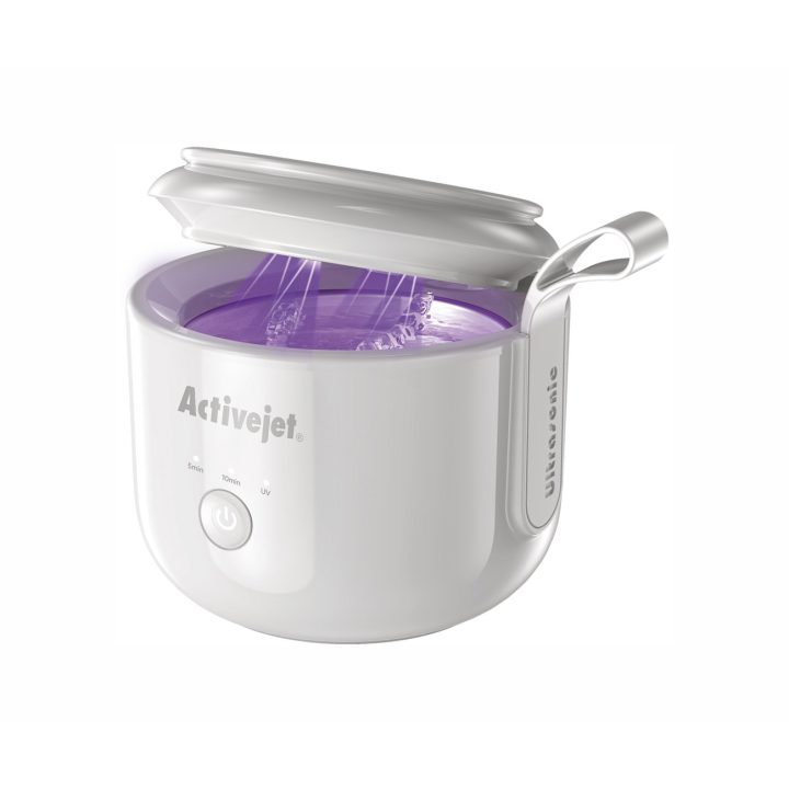 Activejet AUC-198 cordless ultrasonic UV cleaner. For dentures braces and jewelry white.