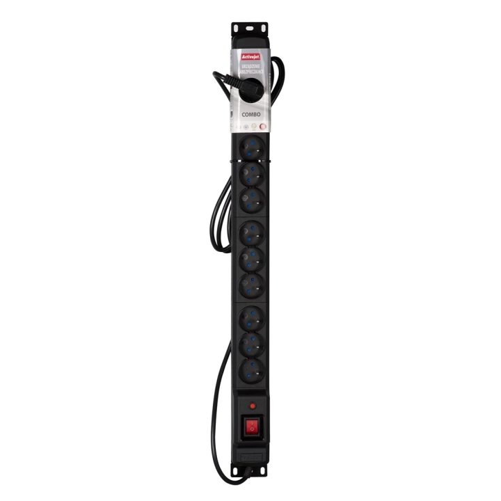 Activejet COMBO 12 socket power strip 1 5m black
