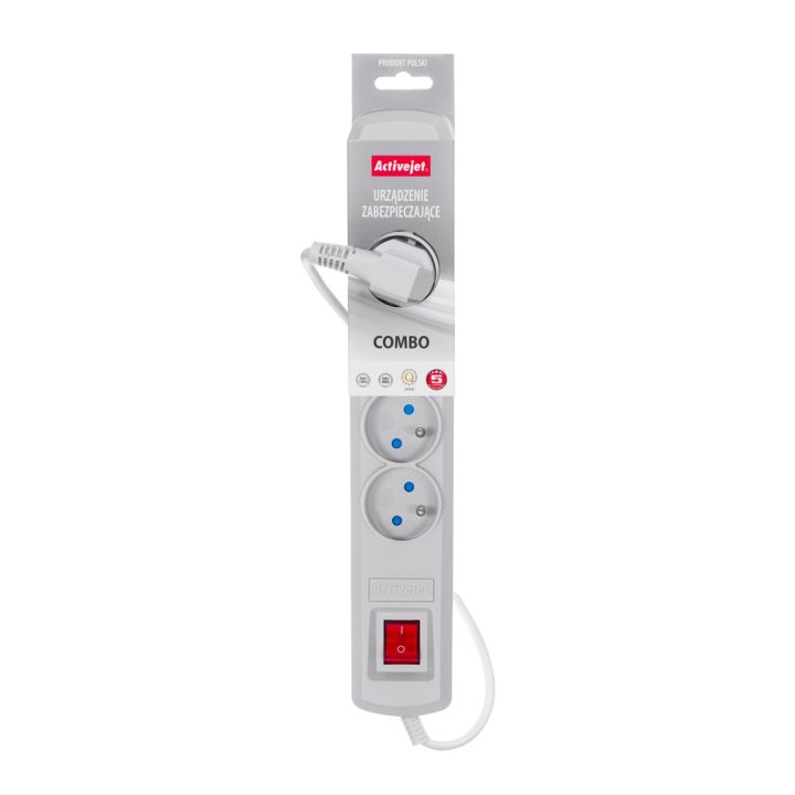 Activejet grey power strip with cord ACJ COMBO 5G/1 5M/BEZP. AUT/S